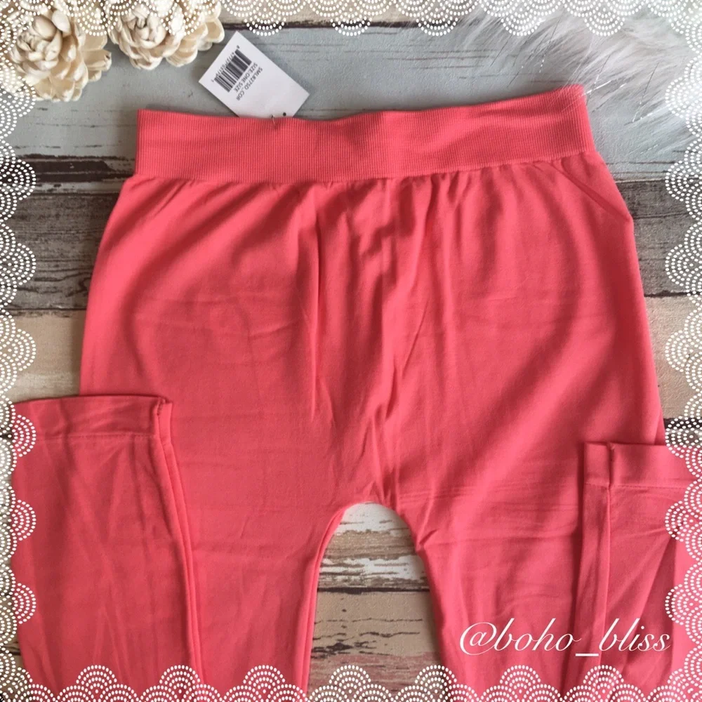Coral Stretch Leggings NEW Footless Tights